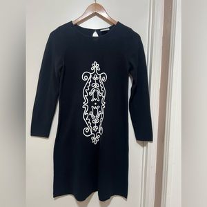 Girl's Hanna Andersson Sweater Dress Black Ribbon Embroidered Size 150- 11/12